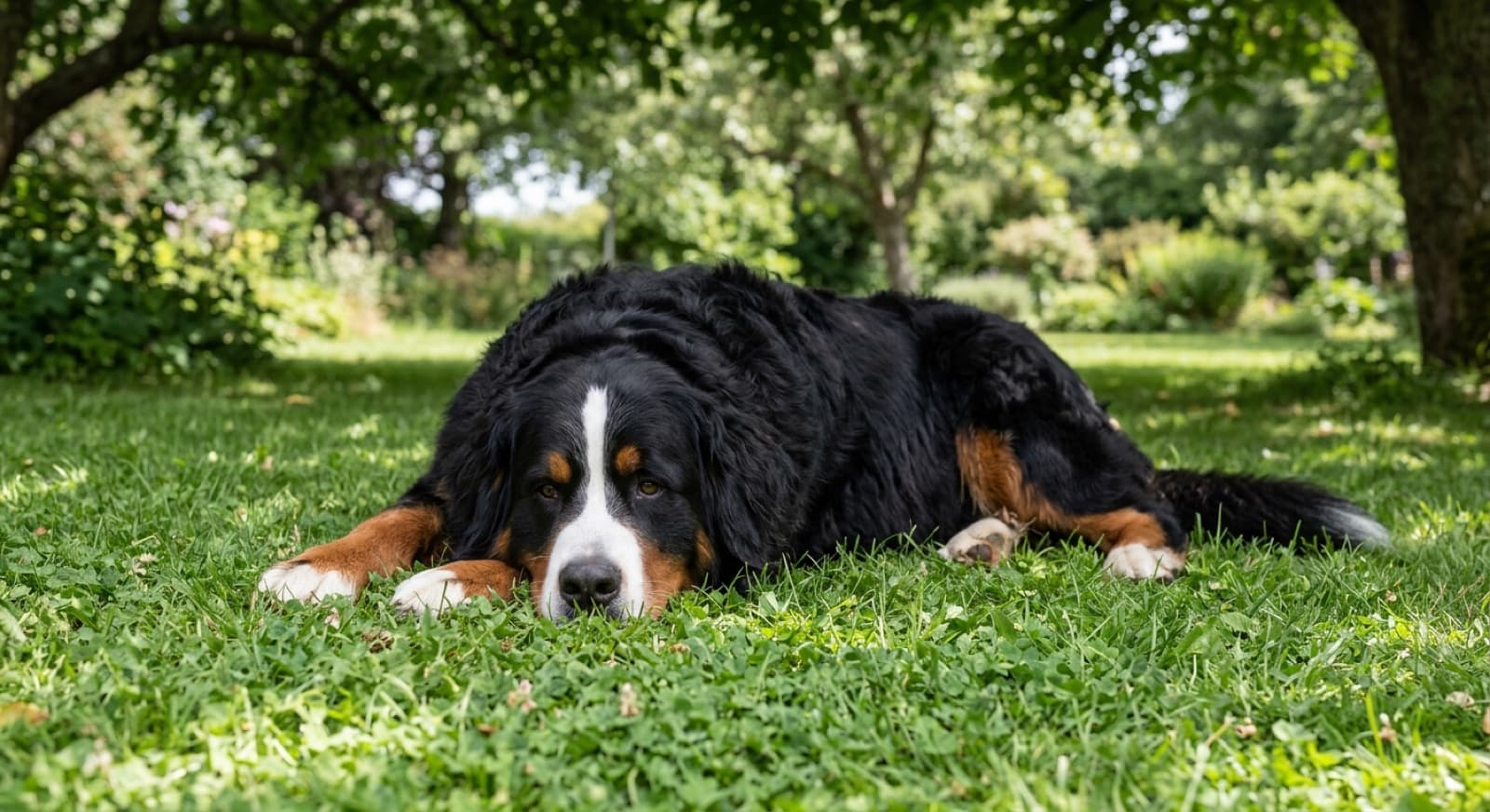A Bernese Mountain Dog outdoors, illustrating a guide to the breed's health issues including cancer risk, joint problems and heat sensitivity for Brisbane owners