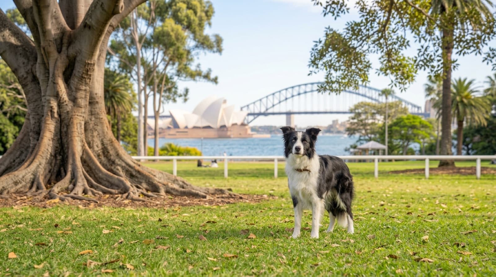 A healthy adult Border Collie standing on a Sydney bush trail, illustrating the breed health topics rescue adopters should understand