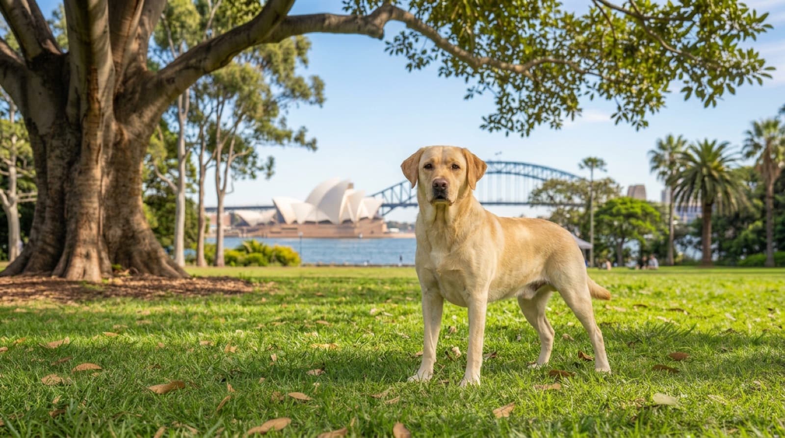 A healthy adult Labrador standing on a Sydney lawn, illustrating the breed health issues rescue adopters should plan for