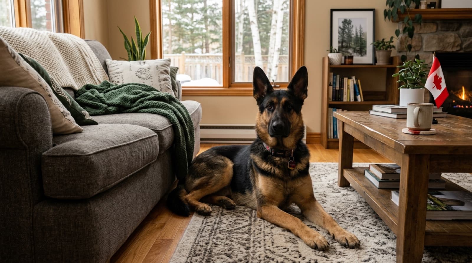 A German Shepherd with its owner, being rehomed to a new family in NSW