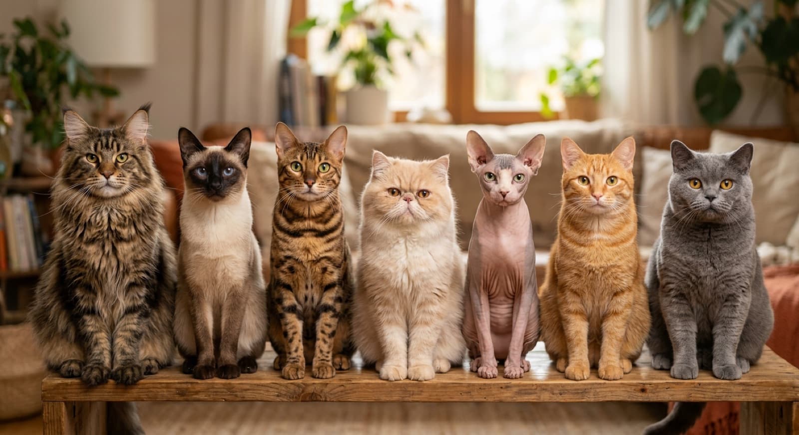 A lineup of diverse cat breeds, which one are you?